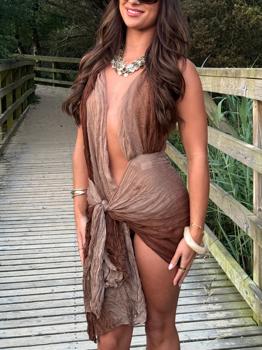 Plunge Dress - Cocoa Dune